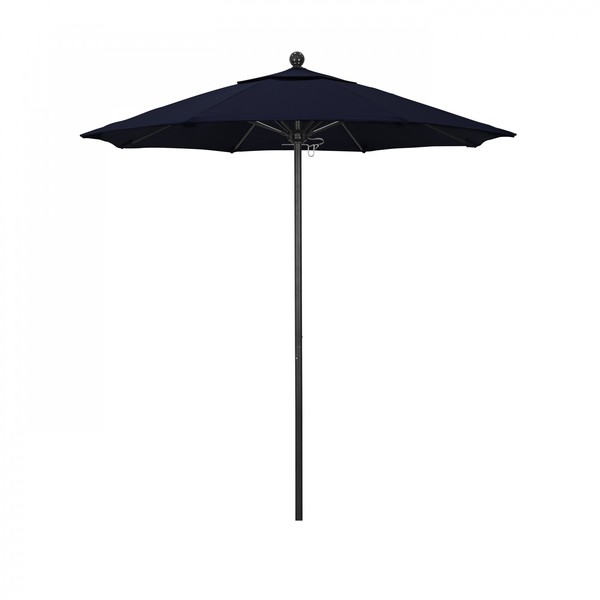 California Umbrella 7.5' Black Aluminum Market Patio Umbrella, Pacifica Navy 194061334997